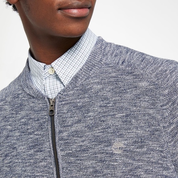 NEW TIMBERLAND MEN'S SLUB FULL-ZIP SWEATER - Picture 4 of 6